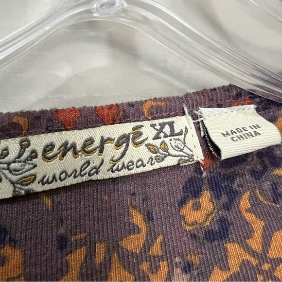 Energe World Wear XL Unity Vintage Bohemian Long Sleeve V Neck Blouse Y4 - Picture 3 of 4